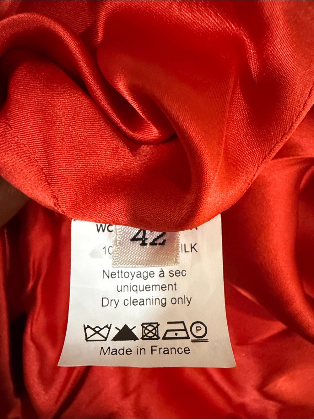 NWOT Lanvin Paris Eté 2009 100% Silk Blouse Red FR 42 US 10 Made in France - Picture 6 of 6